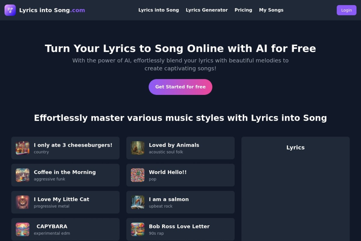 Lyrics Into Song AI
